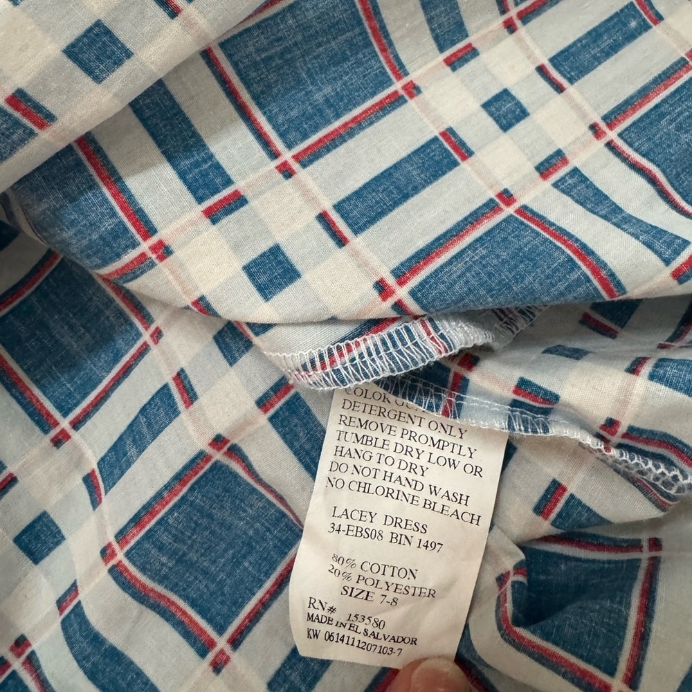 Eleanor Rose Blue Plaid Lacey Dress 7-8 - Picture 4 of 8